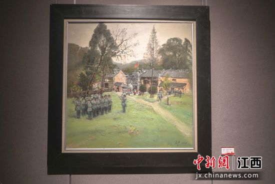 图为名为《革命圣地——八角楼》的油画作品。刘力鑫 摄